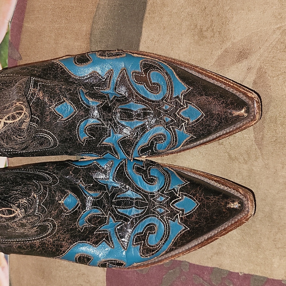 Pecos Bill Leather Cowboy Boots 8 - Picture 10 of 14